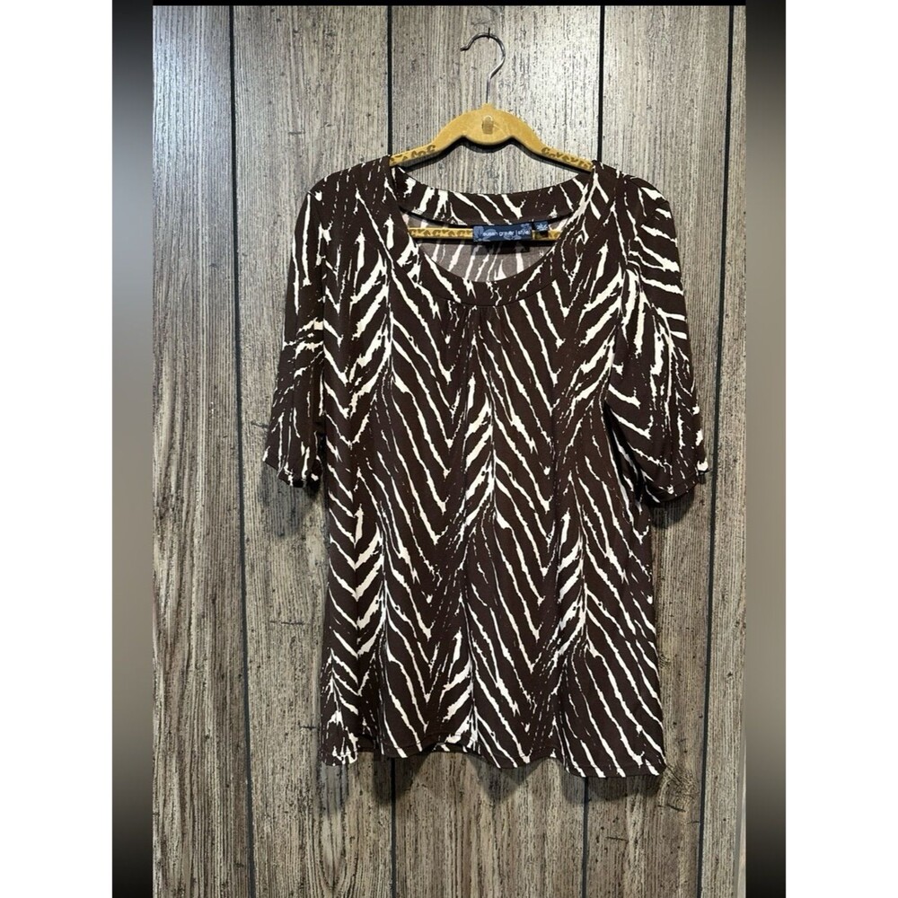 Susan Graver Liquid Knit Printed Top with Shirring Scoop Neckline